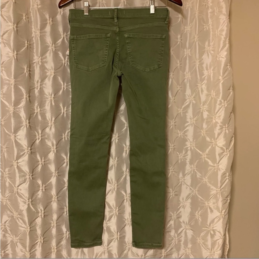 Free People High Rise Busted Olive Green Distressed Skinny Jeans - Picture 6 of 15